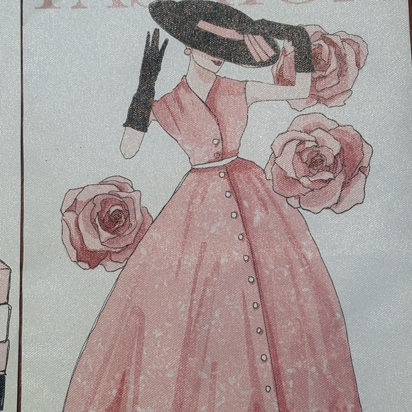 Fashion Illustration Art Prints with Pink Roses - Picture 3 of 6